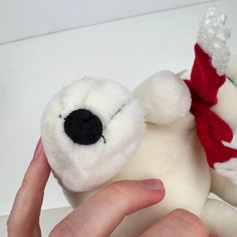 Vtg 1993 Dakin Coca Cola Coke Soda Mini Small Plush White Polar Bear w Red Scarf